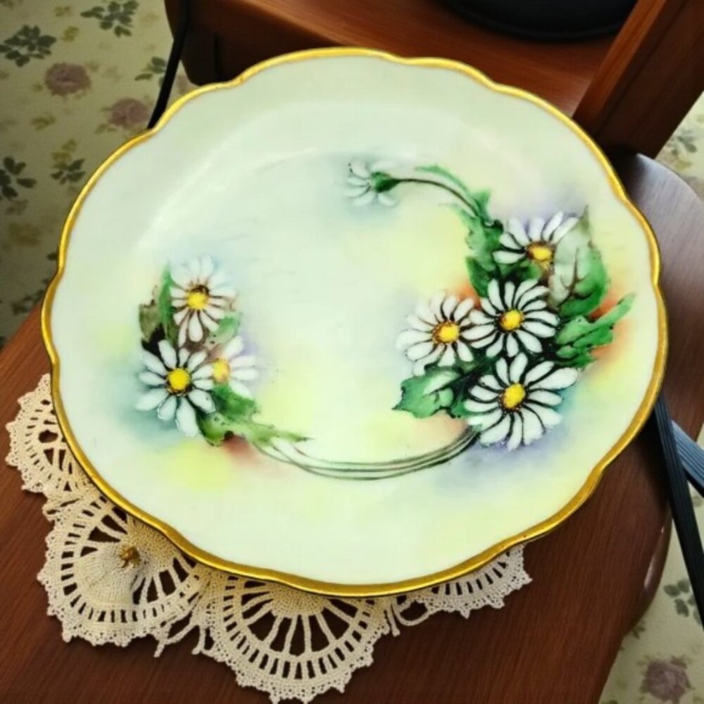 Vintage Rosenthal & Co. Bavaria Porcelain Hand Painted Daisies Dessert Plate